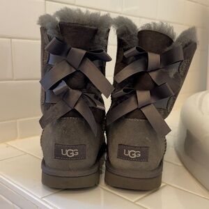 UGG Charcoal Bow-Accent Boots